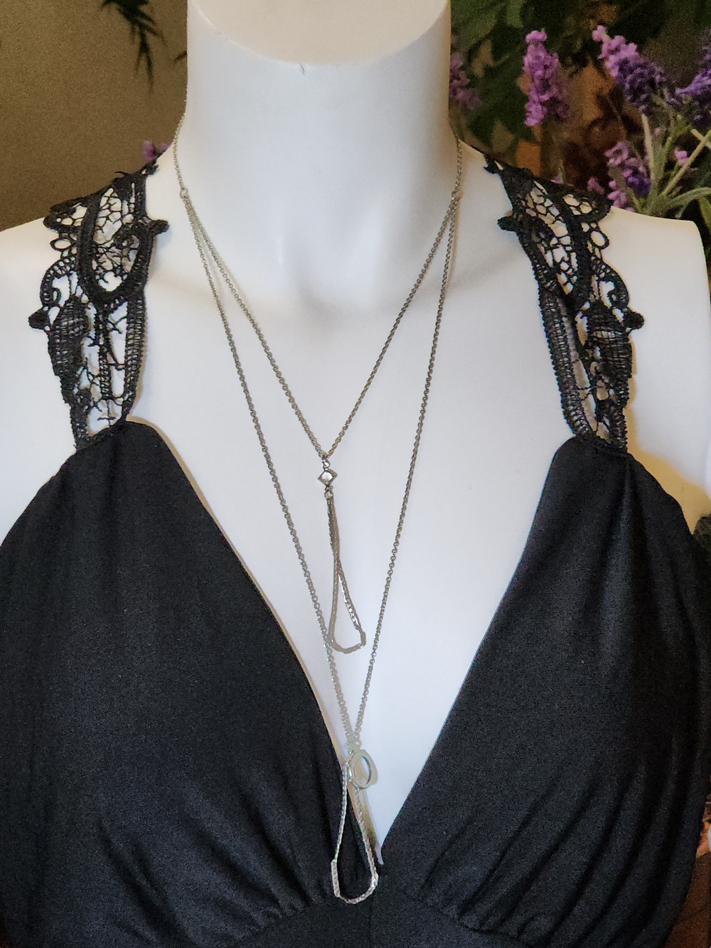 Boho Layered Silver-Tone Drop Necklace - Elegant Women Jewelry